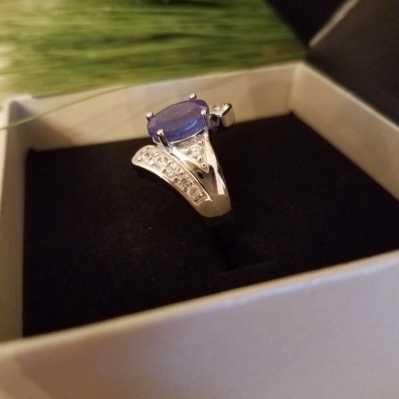 Natural 1ct Tanzanite, Zircon, and Sterling Ring - Picture 4 of 4